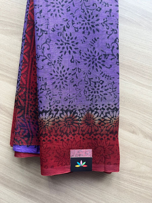Block Printed Supernet Saree- 20572