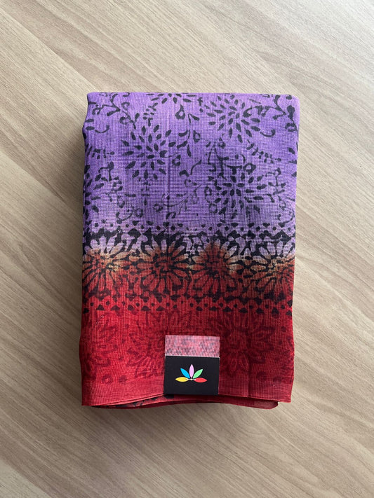 Block Printed Supernet Saree- 20572