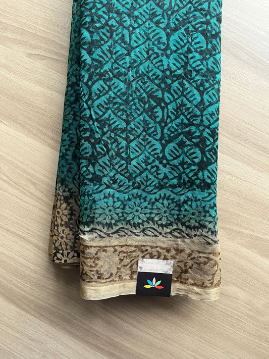 Block Printed Supernet Saree- 20575