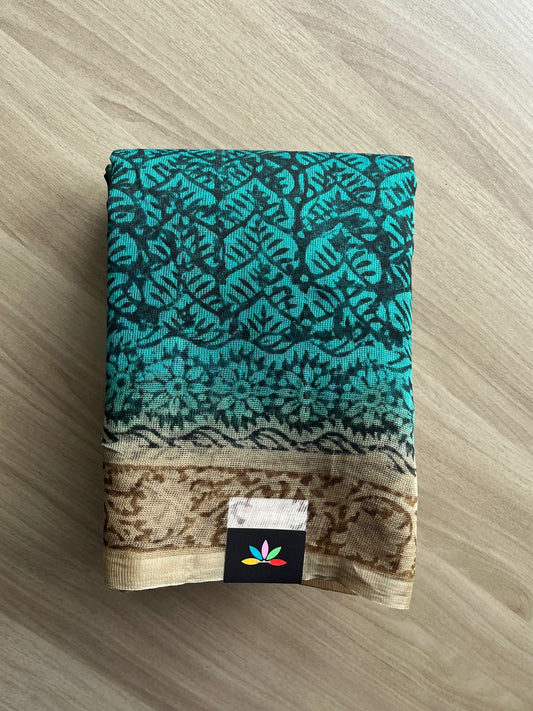 Block Printed Supernet Saree- 20575