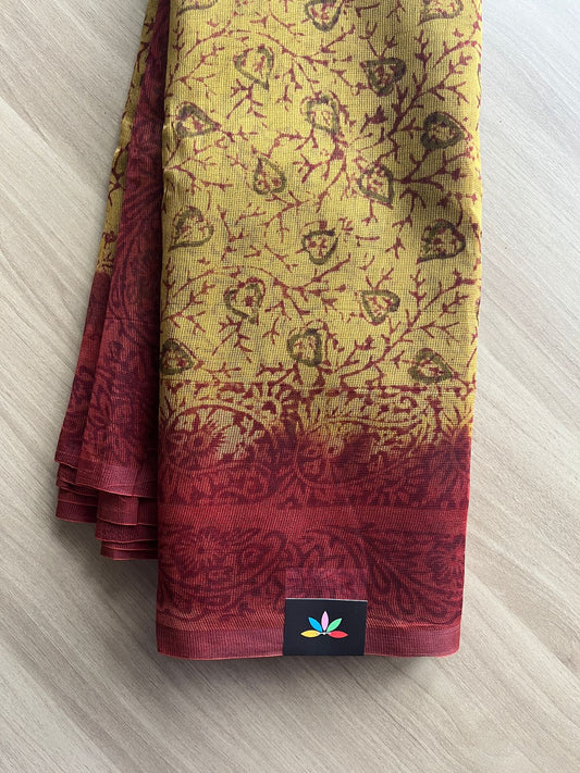 Block Printed Supernet Saree- 20576
