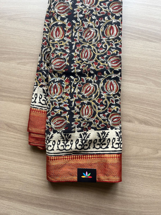 Kalamkari Handblock Printed Maheshwari Cotton Silk Saree -20581