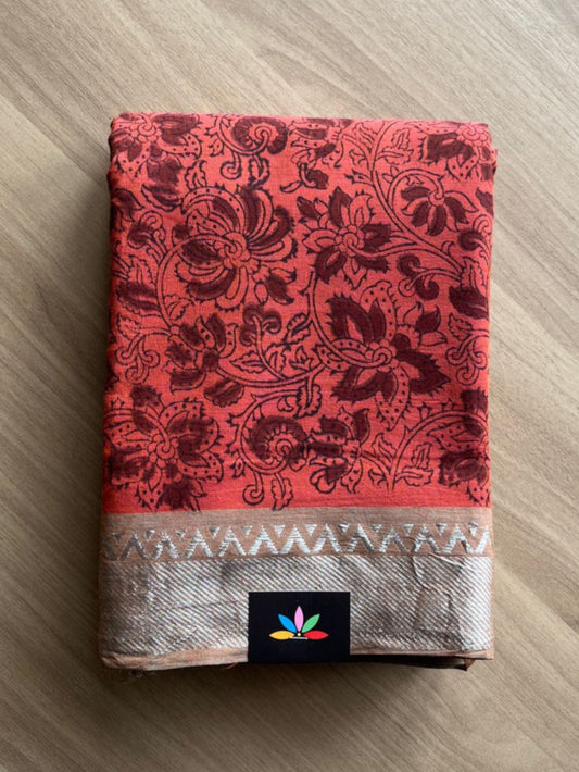 Kalamkari Block Printed Handloom Cotton Saree-20584