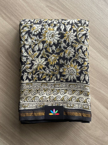 Kalamkari Handblock Printed Chanderi Cotton Silk Saree-20585