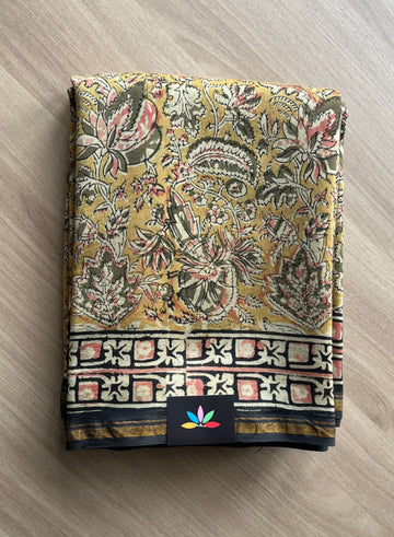Kalamkari Handblock Printed Chanderi Cotton Silk Saree-20586