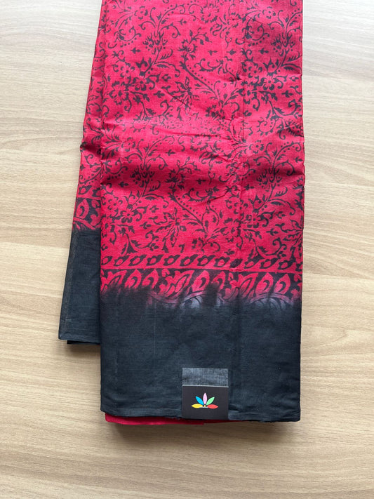 Simple Block Printed Cotton Saree -20590