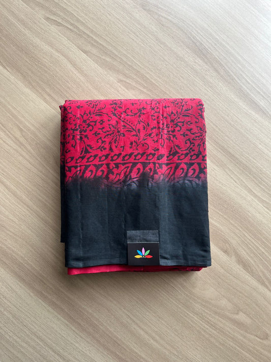 Simple Block Printed Cotton Saree -20590