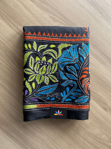 Kantha Stitch Semi Bangalore Silk Saree - 20617
