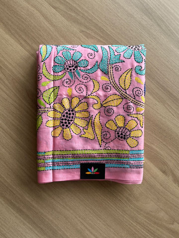Kantha Stitch Semi Bangalore Silk Saree - 20620