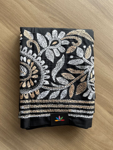 Kantha Stitch Semi Bangalore Silk Saree - 20622
