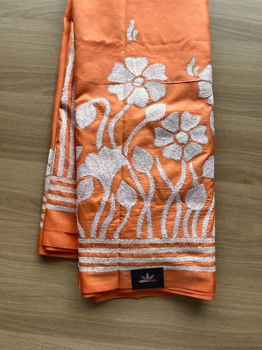 Kantha Stitch Semi Bangalore Silk Saree - 20627