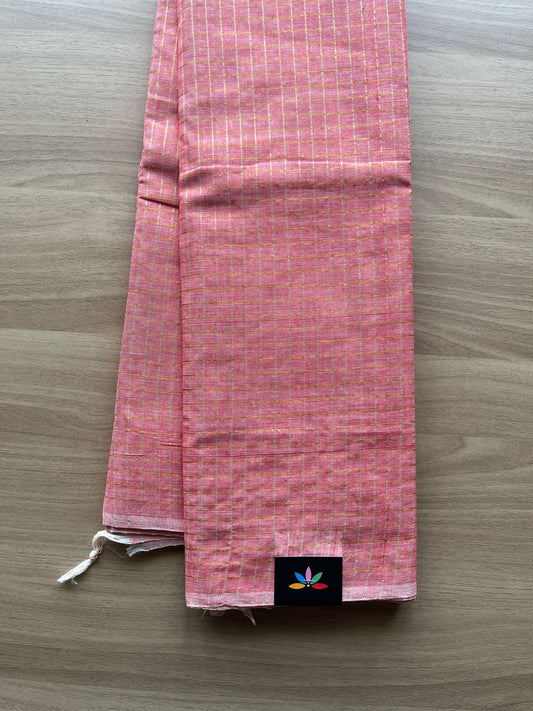 Simple Zari Checks Cotton Saree (Without blouse) - 20633