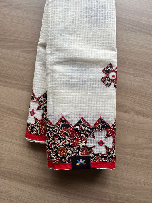 Appliqué work Kota Checks Saree (Without blouse) -20652