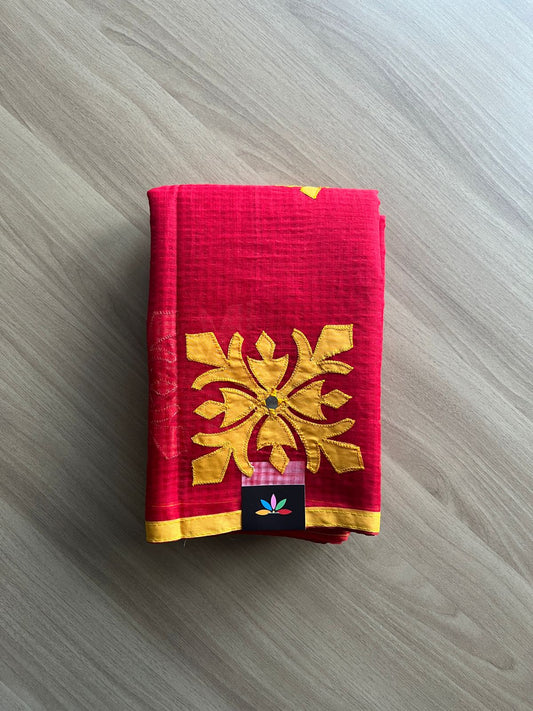Appliqué work Kota Checks Saree (Without blouse) -20660