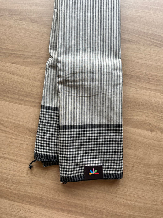 Simple Stripped Cotton Saree (Without blouse) -20667-20668