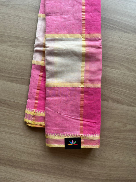 Simple Checked Cotton Starched Saree (Without blouse)- 23186- 23189