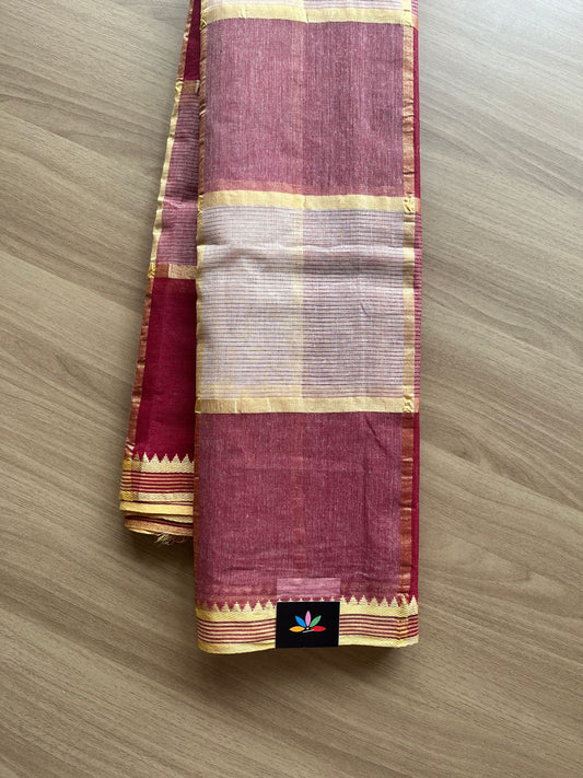 Simple Checked Cotton Starched Saree (Without blouse)- 23178 - 23181