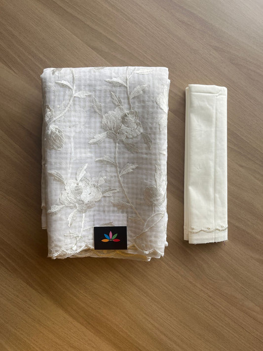 Scallop Border Parsi Embroidery Resham Kota Saree- 20769