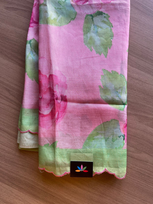 Scallop Border Digital Printed Mangalagiri Silk Cotton Saree-20785