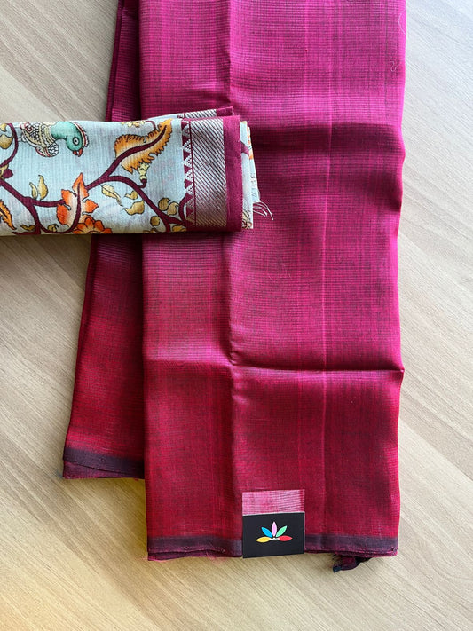 Handloom Mangalagiri Silk Cotton Saree with Digital Printed Blouse Fabric -20786