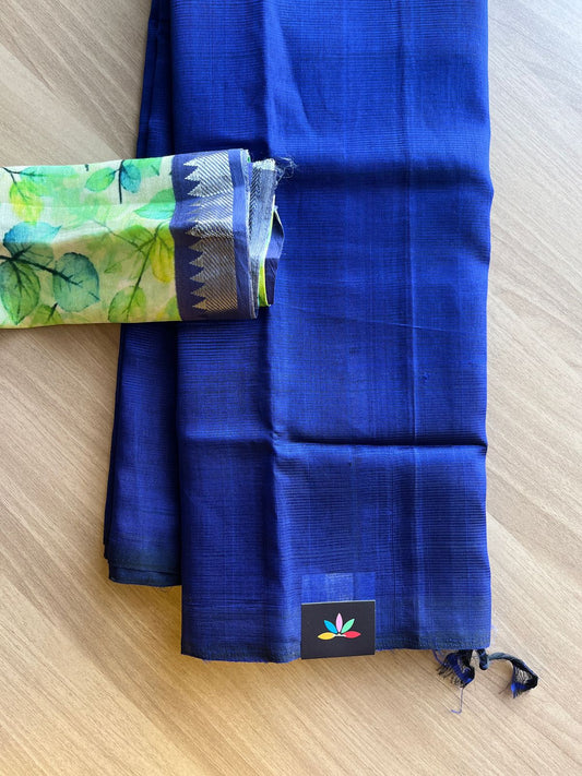 Handloom Mangalagiri Silk Cotton Saree with Digital Printed Blouse Fabric -20788