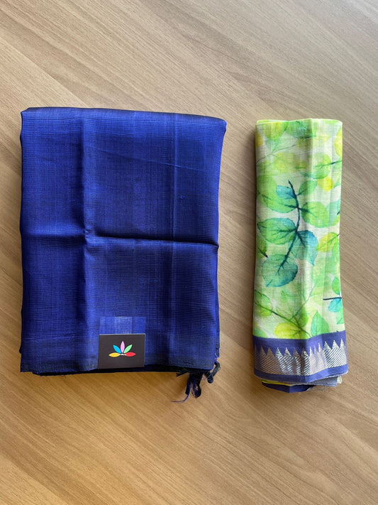 Handloom Mangalagiri Silk Cotton Saree with Digital Printed Blouse Fabric -20788