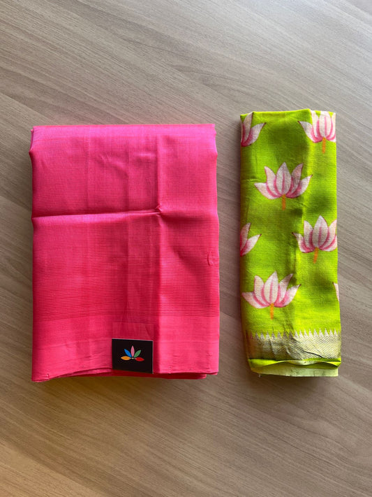 Handloom Mangalagiri Silk Cotton Saree with Digital Printed Blouse Fabric -20789