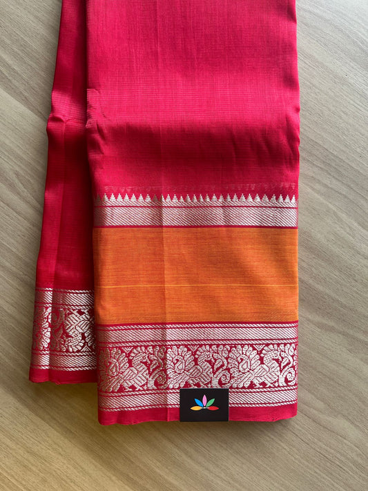 Traditional Kanchi Border Handloom Mangalagiri Silk Cotton Saree-20797