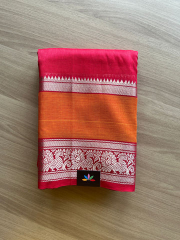 Traditional Kanchi Border Handloom Mangalagiri Silk Cotton Saree-20797