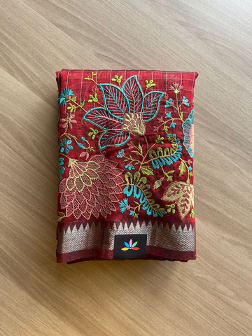 Embroidered Handloom Mangalagiri Silk Cotton Saree -20799