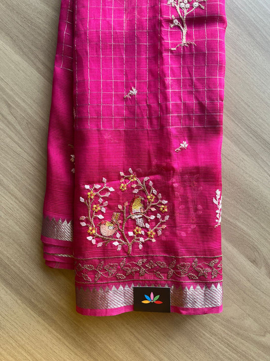 Embroidered Handloom Mangalagiri Silk Cotton Saree -20800