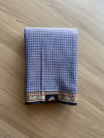 Checked Small Border Narayanpet Cotton Saree -20849-20850
