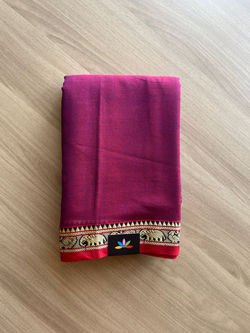 Elephant Border Narayanpet Mercerized Cotton Saree -20857-20858
