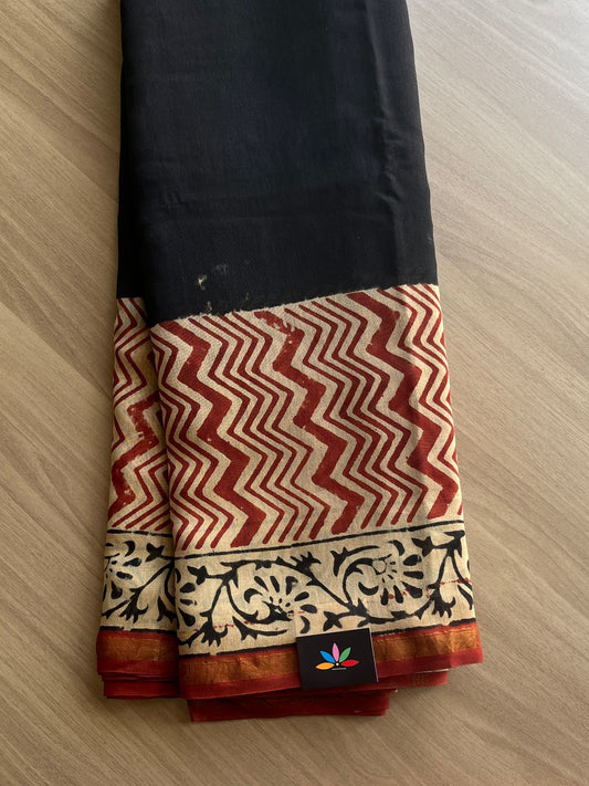 Handblock Printed Chanderi Cotton Silk Saree -20977
