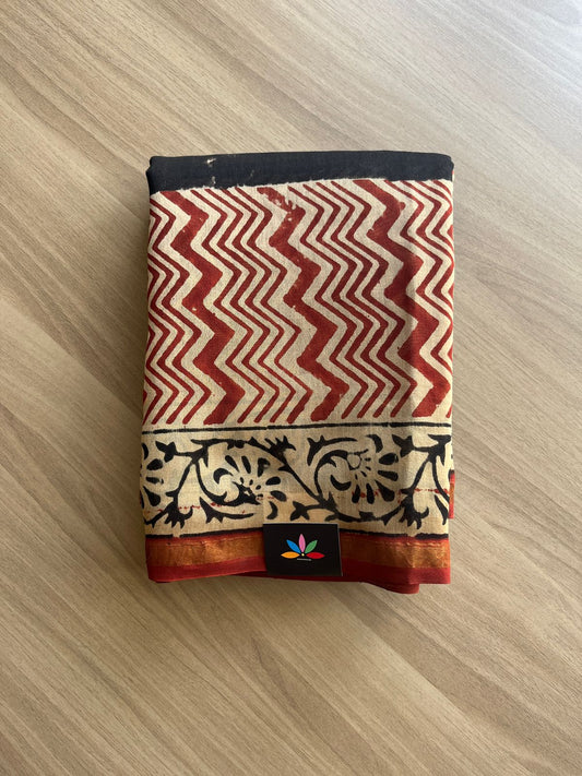 Handblock Printed Chanderi Cotton Silk Saree -20977