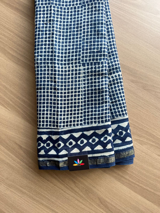 Handblock Printed Chanderi Cotton Silk Saree -20981
