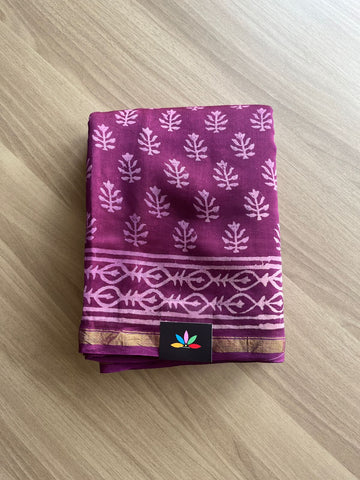 Handblock Printed Chanderi Cotton Silk Saree -20985