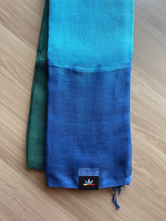 Handloom Multicolour Fine Linen Saree -21015