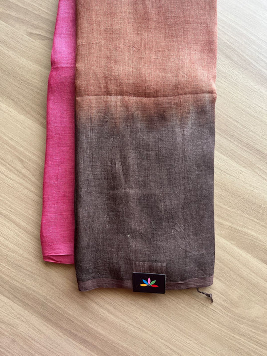 Handloom Multicolour Fine Linen Saree -21016