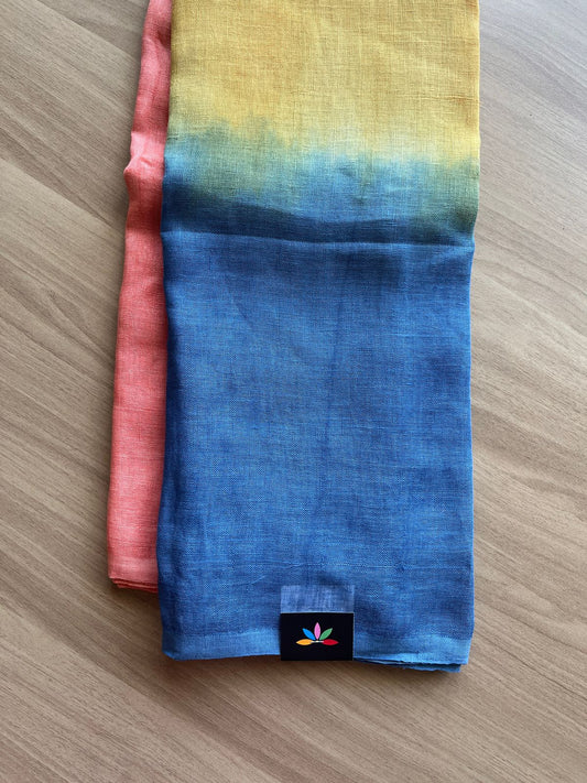 Handloom Multicolour Fine Linen Saree -21017