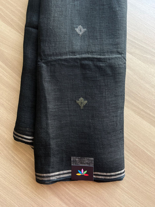 Handwoven Fine Linen Jamani Saree -21022