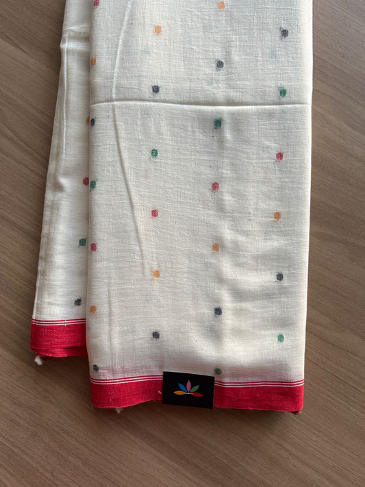 Handspun and Handwoven Fine Soft Cotton Jamdani Saree-21028