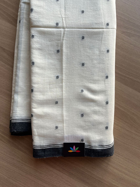 Handspun and Handwoven Fine Soft Cotton Jamdani Saree-21030