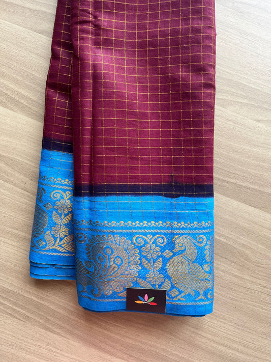 Zari Checks Contrast Border Cotton Saree-21043