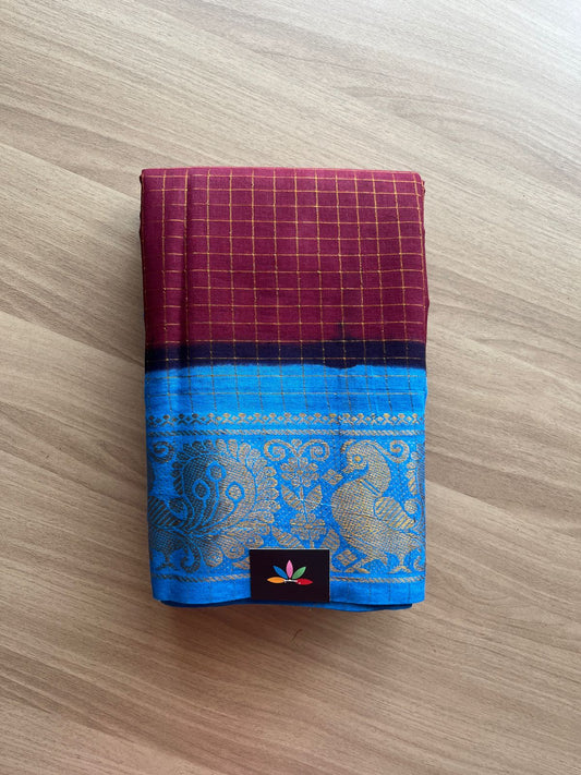 Zari Checks Contrast Border Cotton Saree-21043