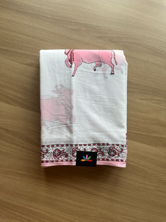 Handblock Printed Mul Cotton Saree-21138