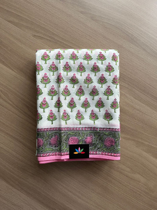 Handblock Printed Mul Cotton Saree-21128