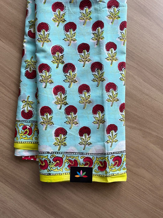 Handblock Printed Mul Cotton Saree-21130
