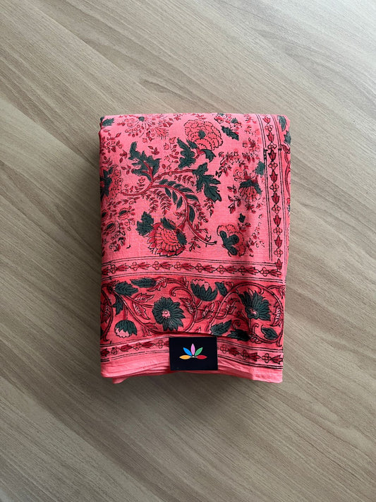 Handblock Printed Mul Cotton Saree-21131