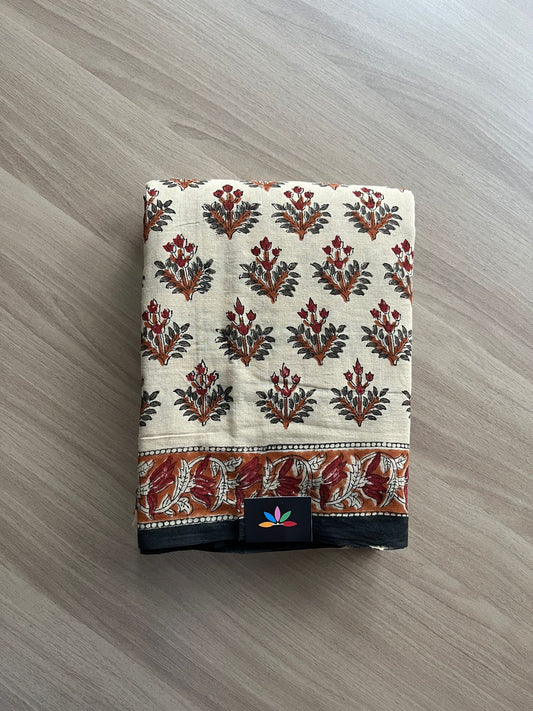 Handblock Printed Mul Cotton Saree-21132